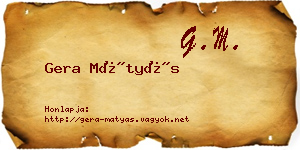 Gera Mátyás névjegykártya